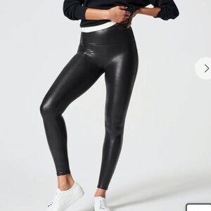 Spanx Stylish Black Faux Leather Leggings NWT